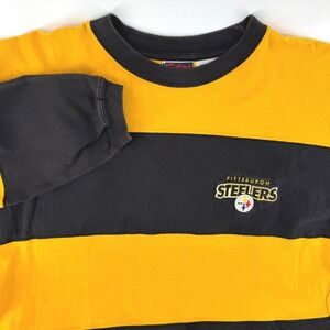 Vintage 1998 Pittsburgh Steelers Men XL Striped Long Sleeve Shirt The Edge Black